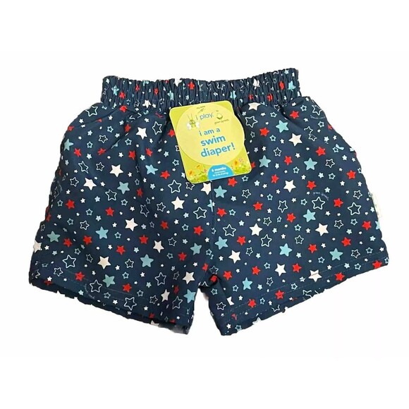 NEW i play Green Sprouts Boys 6 Months Swim Diaper Shorts 4th of July Summer - Picture 2 of 12